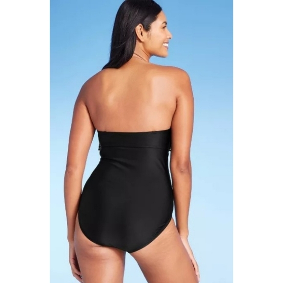 Kona Sol crochet flounce high coverage one piece swimsuit Black Size S - Picture 2 of 9
